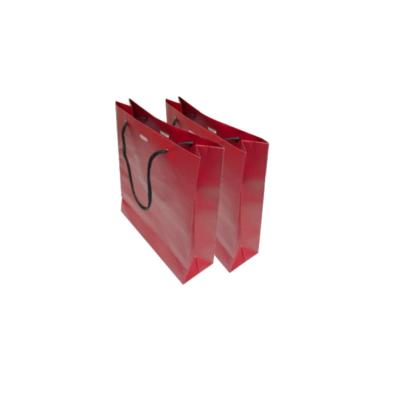 China Nylon handle Custom Paper Shopping Bags Rigid Bottom Type with Glossy/Matte Lamination for sale