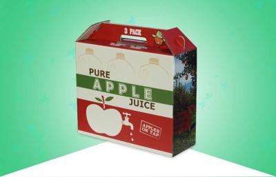 Chine L'emballage fait sur commande de papier ondulé enferme dans une boîte le conteneur de jus de pomme avec la poignée forte à vendre