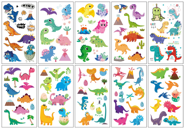 Cartoon Uni-Corn Temporary Tattoo Stickers Water-Proof Body Art for Kids Cute Children & Mermaid Dinosaur Animals