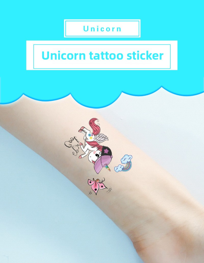 Cartoon Uni-Corn Temporary Tattoo Stickers Water-Proof Body Art for Kids Cute Children & Mermaid Dinosaur Animals