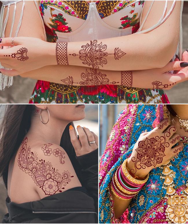 New Brown Lace Temporary Henna Tattoo Sticker Waterproof Paper Design for Temporary Tattoos