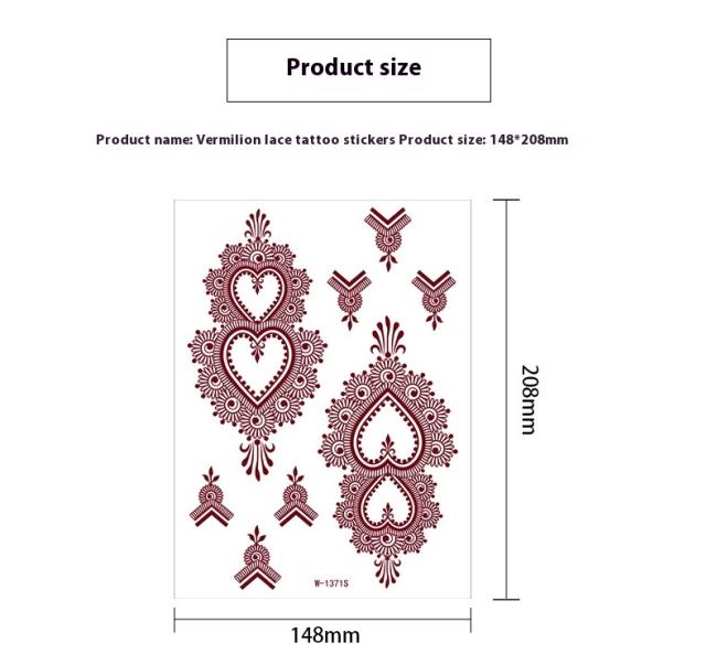 Cross Border Waterproof Printed Temporary Tattoo Suit Brown Lace White Paper for Weddings Events Body Tattoo Stickers