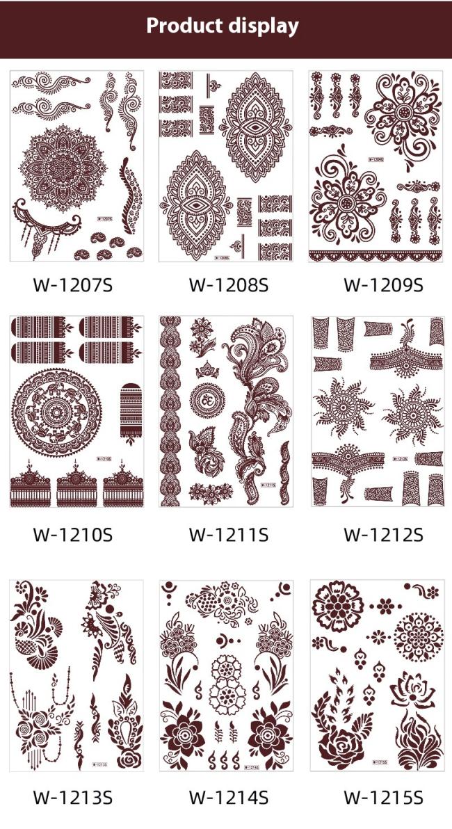 Cross Border Waterproof Printed Temporary Tattoo Suit Brown Lace White Paper for Weddings Events Body Tattoo Stickers
