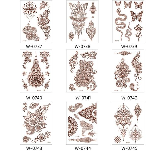 Cross Border Waterproof Printed Temporary Tattoo Suit Brown Lace White Paper for Weddings Events Body Tattoo Stickers