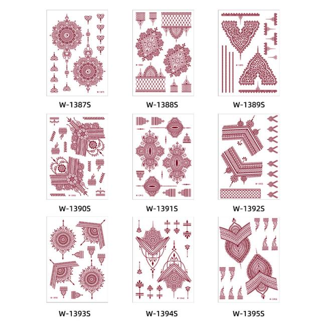 Cross Border Waterproof Printed Temporary Tattoo Suit Brown Lace White Paper for Weddings Events Body Tattoo Stickers