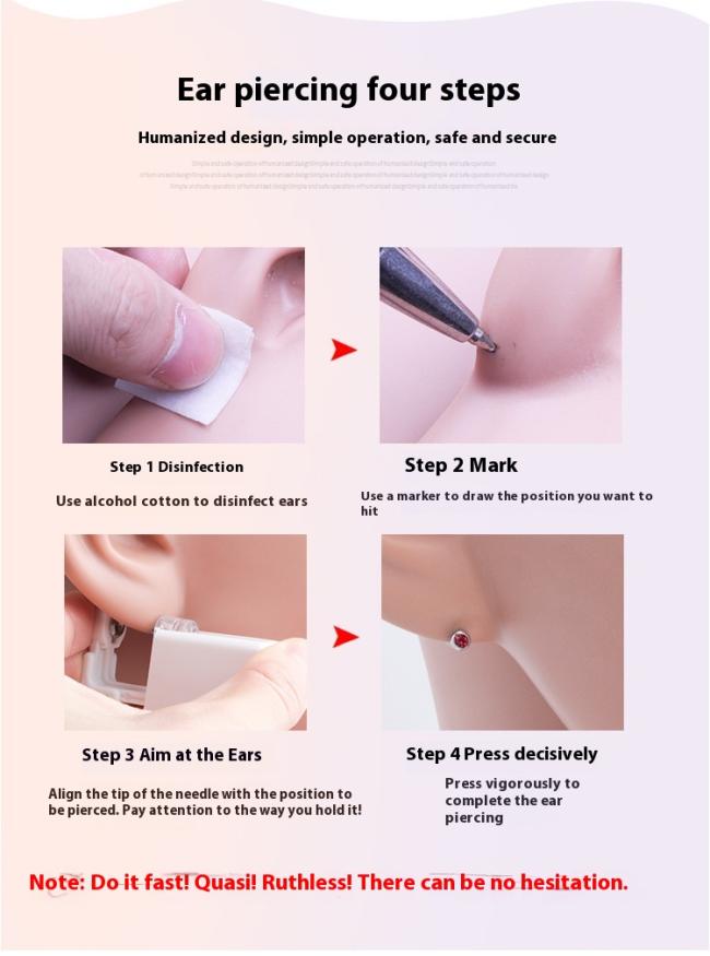 Disposable Ear Hole Tool for Permanent Makeup Nail Piercing Gun Accessory with Earrings Stud Disposable Piercing Gun