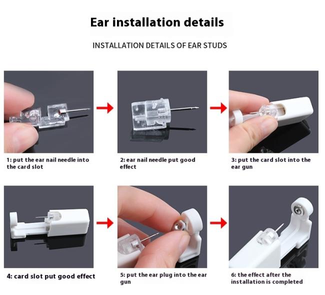 Disposable Ear Hole Tool for Permanent Makeup Nail Piercing Gun Accessory with Earrings Stud Disposable Piercing Gun