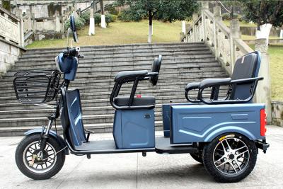 China Blue color 60v32Ah battery 2 person capacity three wheel electric scooter with seat for sale