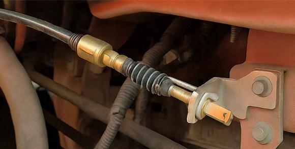 Phidix pull-only clutch cable installed near bellcrank under FAW truck