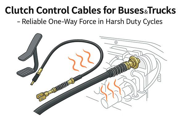Heat-resistant mechanical clutch cable with nylon core and PP jacket