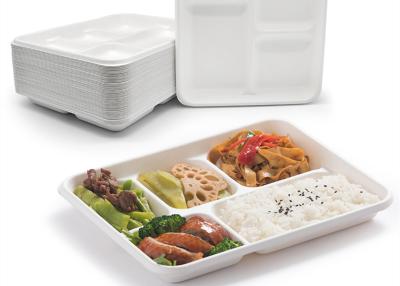 China School Disposable Biodegradable Bagasse Tableware 6 5 3 Compartment Lunch Tray for sale