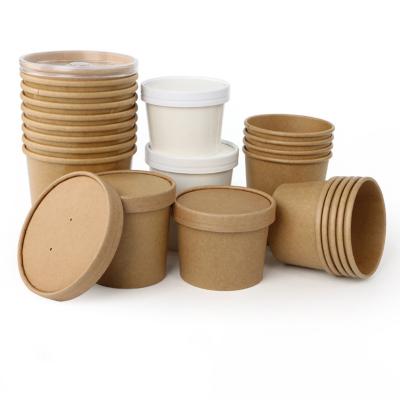 China 16OZ 26oz Kraft Take Away  Eco Friendly Disposable Food Containers Biodegradable Soup Cups for sale