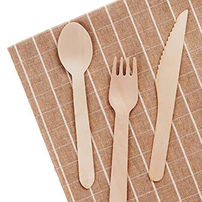 China 140mm Biodegradable Birch Disposable Wooden Cutlery 150mm Wooden Fork Knife And Spoon for sale