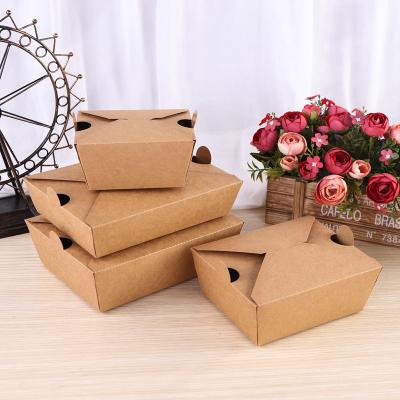China Biodegradable Food Packaging Boxes Takeway Bento Lunch Box Kraft Paper for sale