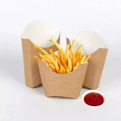 China 220gsm Disposable Pantone Pe Coated Kraft Paper French Fries Potato Chips Box Packaging for sale