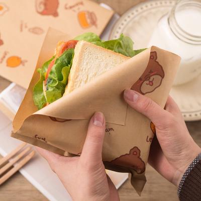China el bocadillo abierto doble impermeable a la grasa del papel del bolso 45gsm del 13x13cm empaqueta el bolsillo del abrigo de la hamburguesa en venta