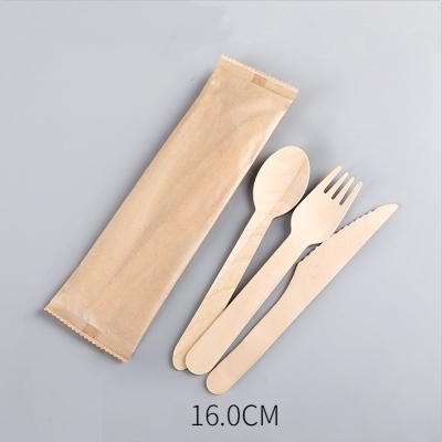 China 140mm Disposable Wooden Dinner Party Cutlery Set Biodegradable Forks Knives And Spoons for sale
