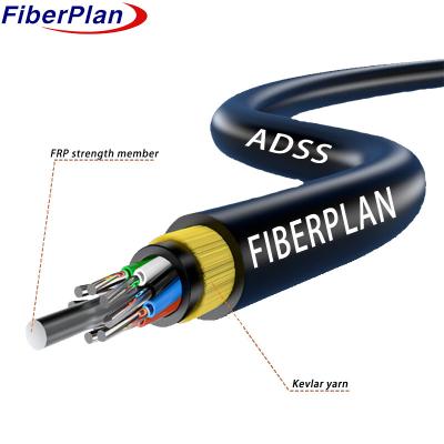 China Double Sheath Kevlar Yarn Reinforced ADSS Fiber Optic Cable for sale