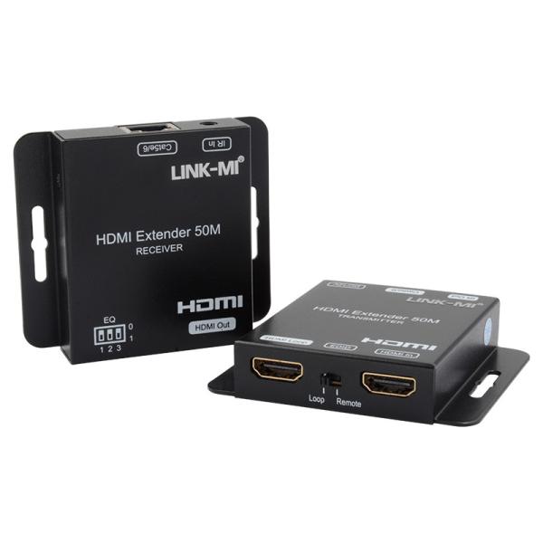 Quality 50m HDMI Extender Over Cat6 Cat5e Cable With Loop Out 1080P POC EDID for sale