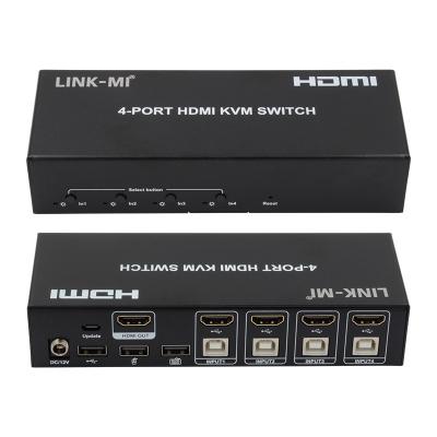 China 4 Portos KVM Switch HDMI 4K 30Hz Hot Keys Comutação automática sem atrasos USB Switch à venda