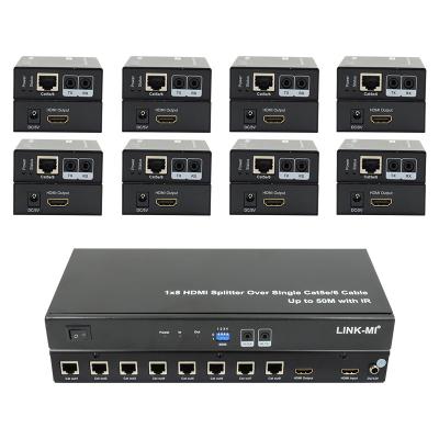 China HDMI 50M 1X8 Splitter Over Cat5e 6 Cable Support 3D IR 1080P 8 Port HDMI Splitter for sale