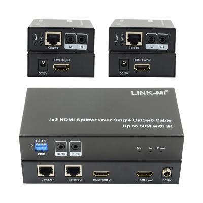 中国 1X2 50M 4K HDMI スプリッター Cat5e/6 ケーブルサポート 3D IR カスカディング 4 層 販売のため