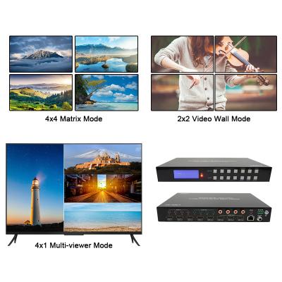 中国 60Hz 4X4 4K ビデオ ウォール コントローラー 4X1 2x2 TV ウォール コントローラー シームレス マトリックス スイッチ 販売のため