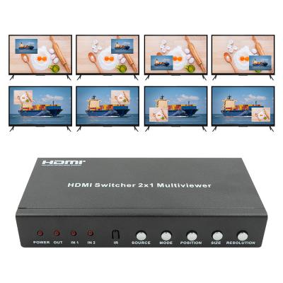 China 225MHz HDMI Quad Screen Splitter HDMI 2x1 Multiviewer met PIP 2 in 1 Out Te koop