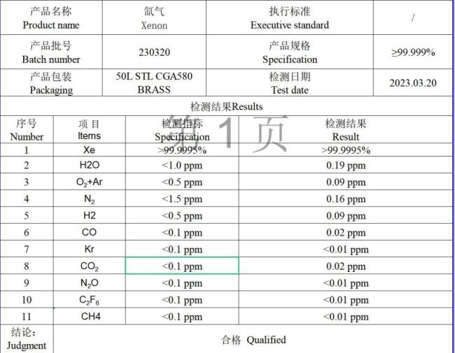 Factory Price with Purity 99.999% Xenon Gas Xe Gas