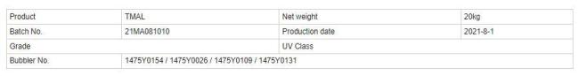 Wholesale Semiconductor Gas Trimethylaluminium Tma 6.5n 99.99995% C3h9al