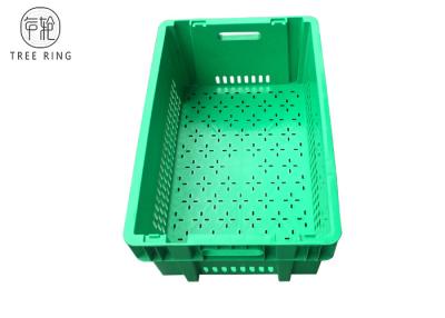 China 58ltr Green Square Plastic Vegetable Containers 600 X 400 X 300 Ventilated for sale