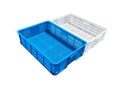 China HDPE Perforated Plastic Trays Collapsible Plastic Crate For Bread And Fish 600*420*145 for sale