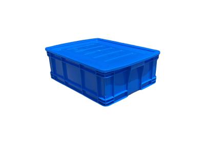 China HDPE Euro Stacking Containers Blue Color Straight Wall Containers With Lids 500*380*180mm for sale