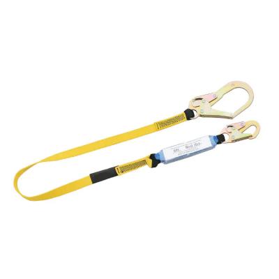 China 30mm Polyester Double Hooks Adjustable Safety Lanyard Roofing Fall Protection for sale