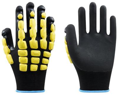 中国 頑丈な13G反影響の手袋の安全グリップのニトリルは手の手袋に塗った 販売のため