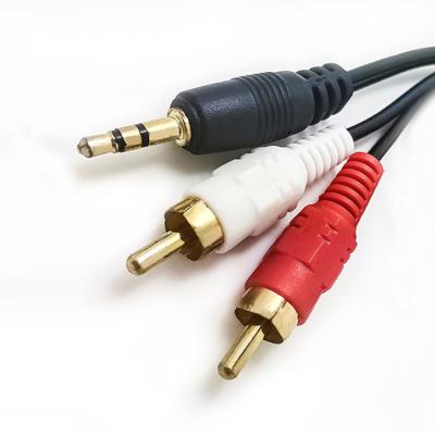 China 24K Gold Plated 3m RCA Stereo Cable 3.5 Mm To 2 RCA Audio Cable for sale