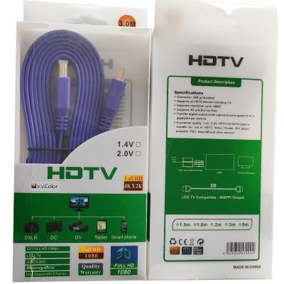 中国 金張りのコネクターが付いているコンピュータTV HD 3m平らなHDMI CCSのケーブル 販売のため