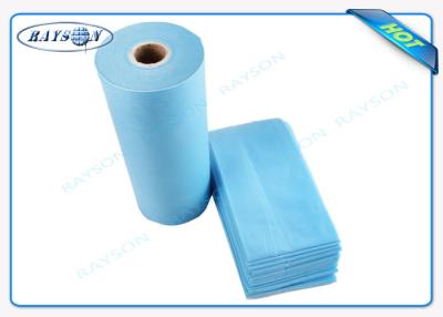 China 100% sábana no tejida de los PP de la carne, embalaje azul del color de las sábanas médicas en rollo en venta