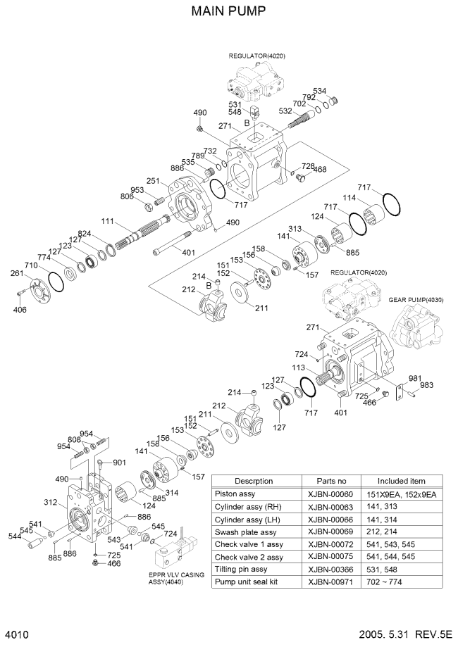 31Q6 10050 R210 7 Hyundai Hydraulic Pump K3V112DT Hydraulic Pump Assembly