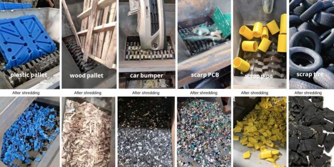 PLC Controlled Motor Power Tire Rubber Shredder with Rotating Screen