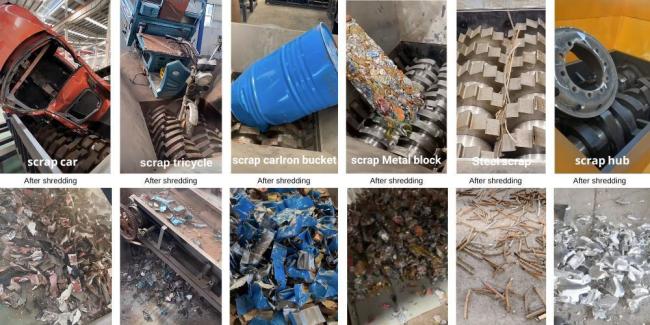 PLC Controlled Motor Power Tire Rubber Shredder with Rotating Screen