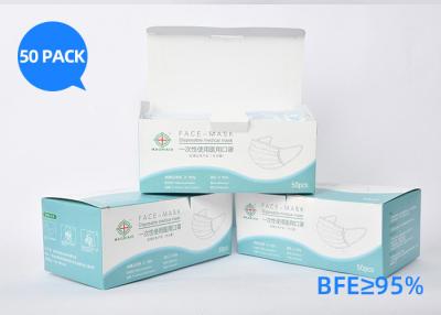 China Blue High BFE / PFE Fabric Mouth Mask , Disposable Isolation Face Masks for sale