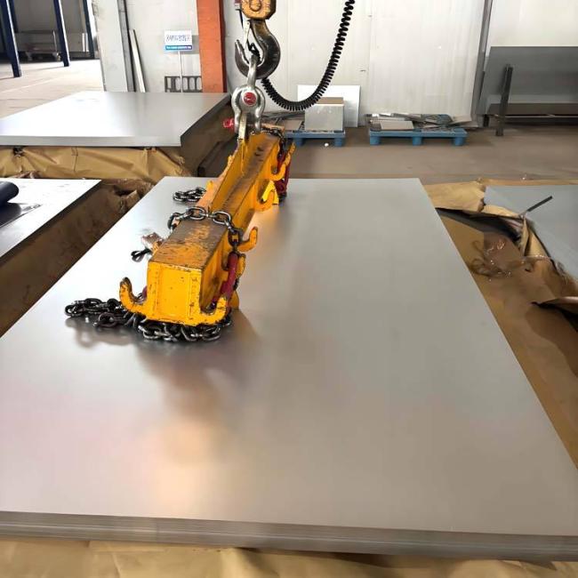 Stainless steel sheet plate close-up