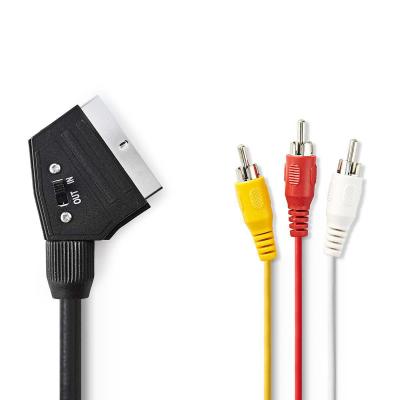 China Scart To RCA Video Scart Cable 3 X Phone RCA Composite Audio Video Lead 2.0m for sale