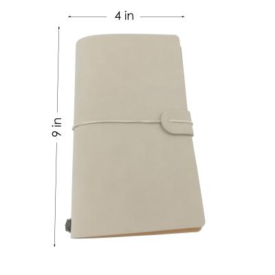 China Beige A6 PU Leather Notebook Rubber Band Journal 100gsm 12x20cm for sale