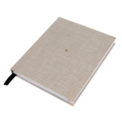 China Cloth Fabric Cover Organizer Planner Book A5 Gold Foil Binding With Silk Ribbon Bookmark for sale