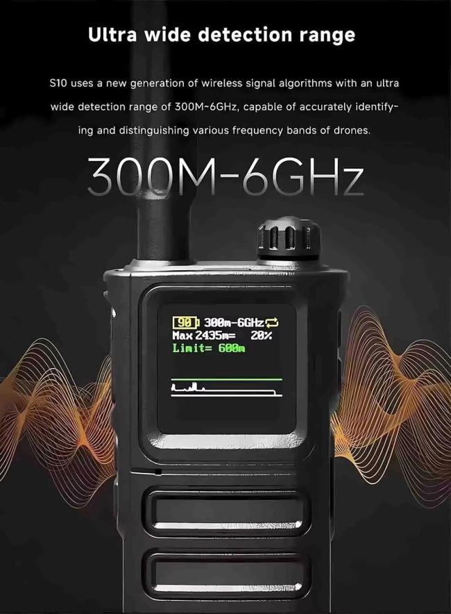 30om-6GHz Ultra-Wide Detection Range Anti for Threats Handheld Drone Detector
