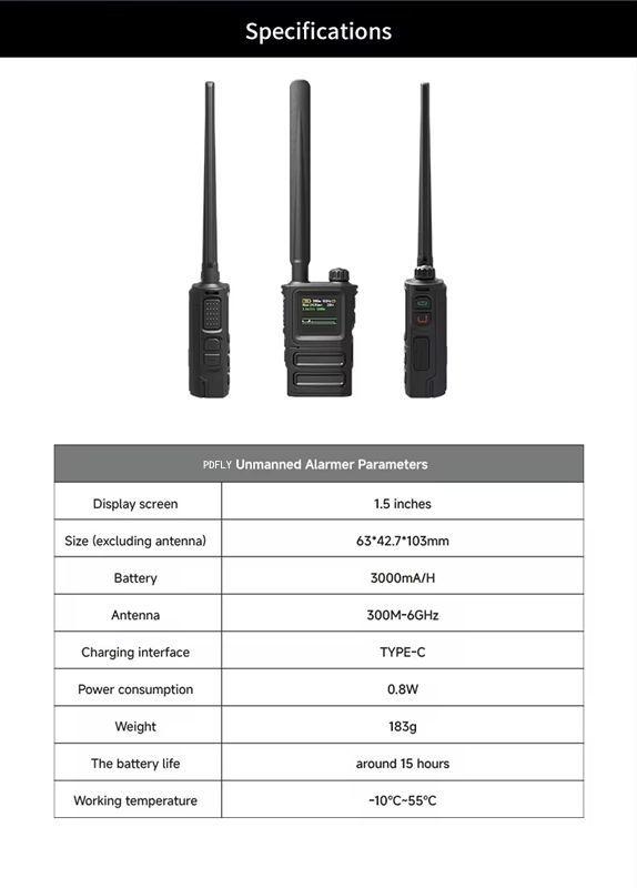 Durable 300MHz-6GHz All Band Anti Drone RF Jammer Portable 1~2km Drone Signal Alarm System Detector