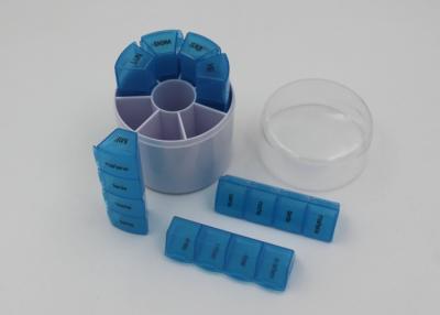 China Cylindrical Plastic Pill Box With Stamp Printing Logo / 28 Day Pill Organizer for sale