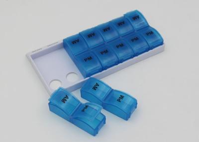 China 14 Day Pill Organizer , Plastic Medical Pill Box  With Base Tray Square Shaped for sale